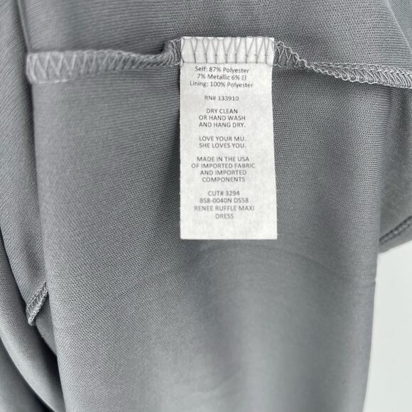 Show Me Your MuMu Renee Ruffle Maxi Dress Dancing Queen Shine Smoke XS NWT - Picture 7 of 10